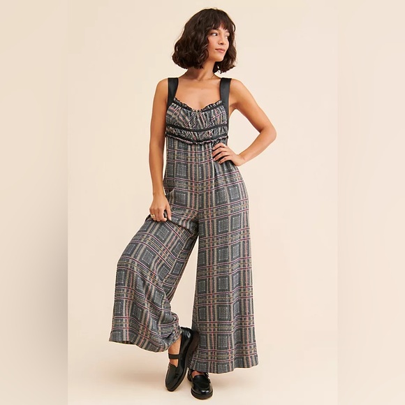 Free People Marley Plaid One Piece Jumpsuit - Picture 4 of 12